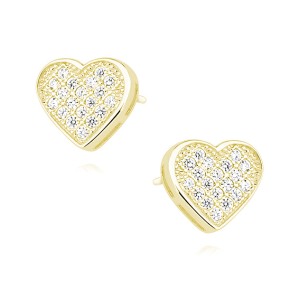 Cercei argint placati cu aur galben inima cu pietre DiAmanti Z1544EG-DIA (Argint 925‰ 1,2 g.)